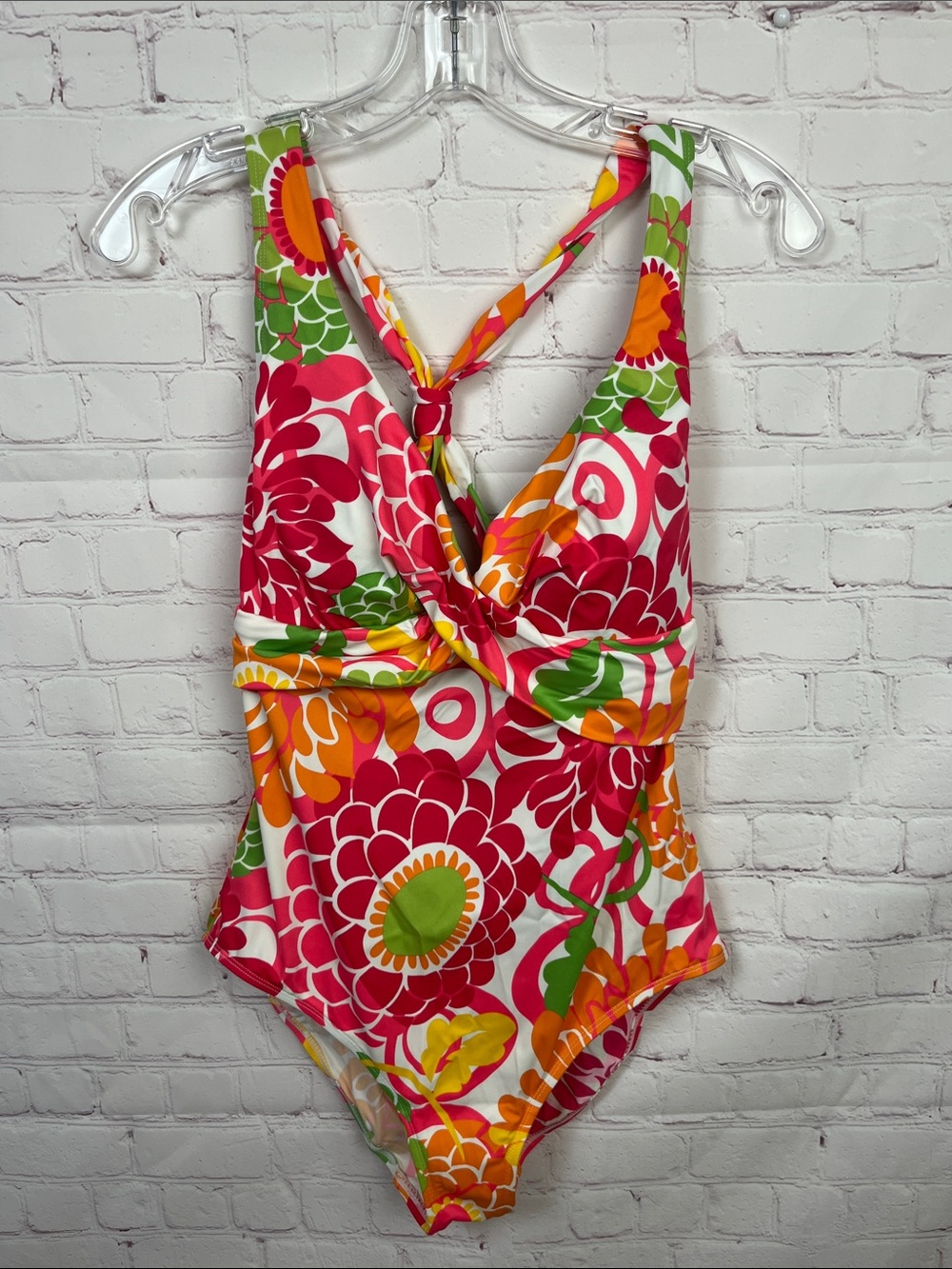 LL Bean Bright Floral One Piece Swimsuit Size 14